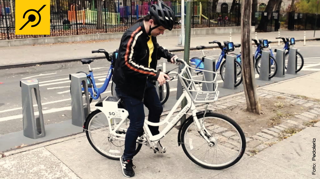 Bike Compartilhada em NY - Fernando testando a bike da SOBI