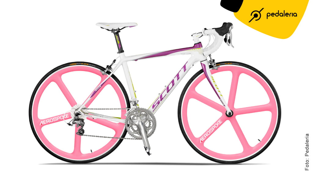 Bike feminina com Aerospoke Rosa by Pedaleria